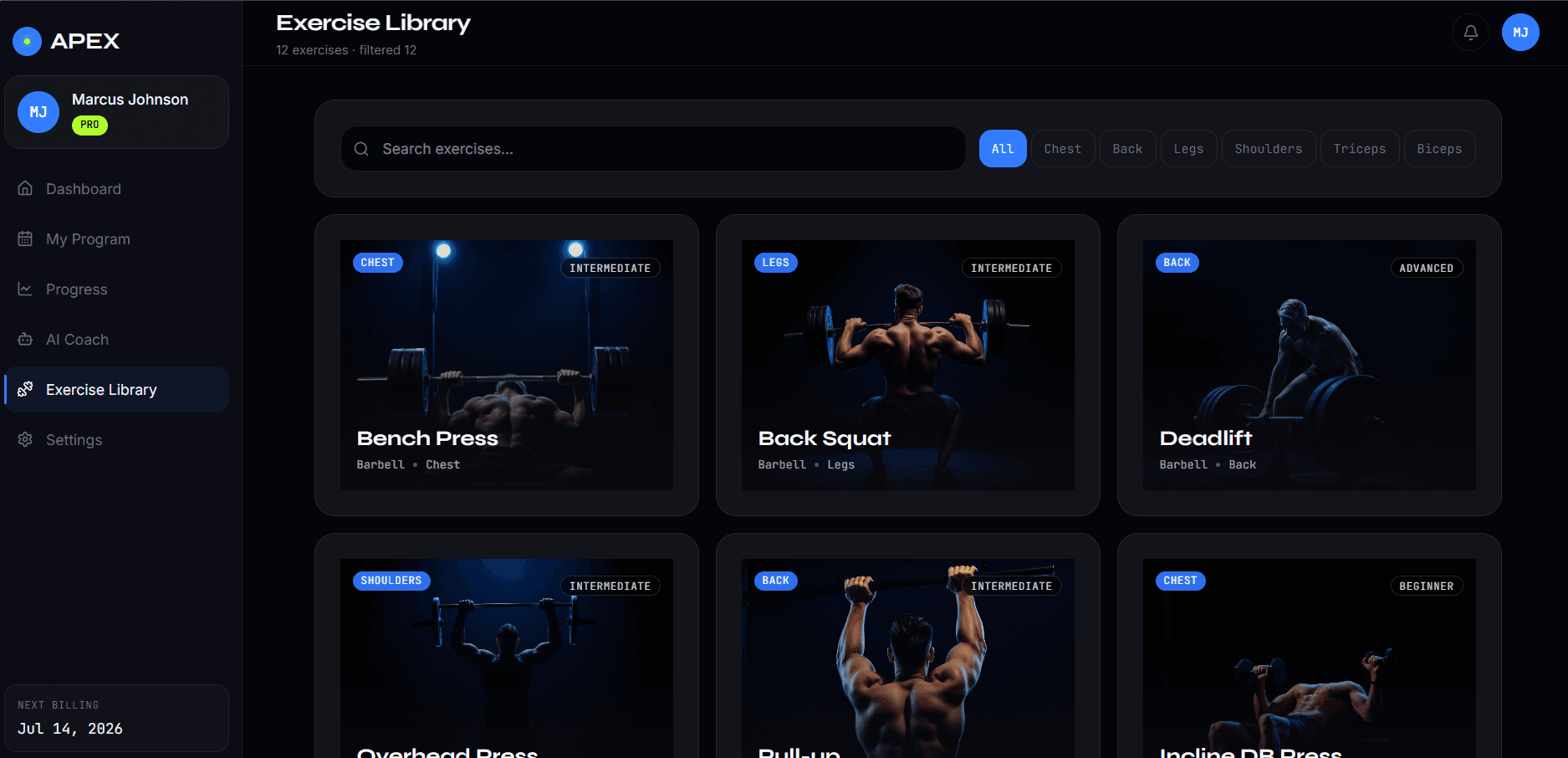APEX: Exercise Library