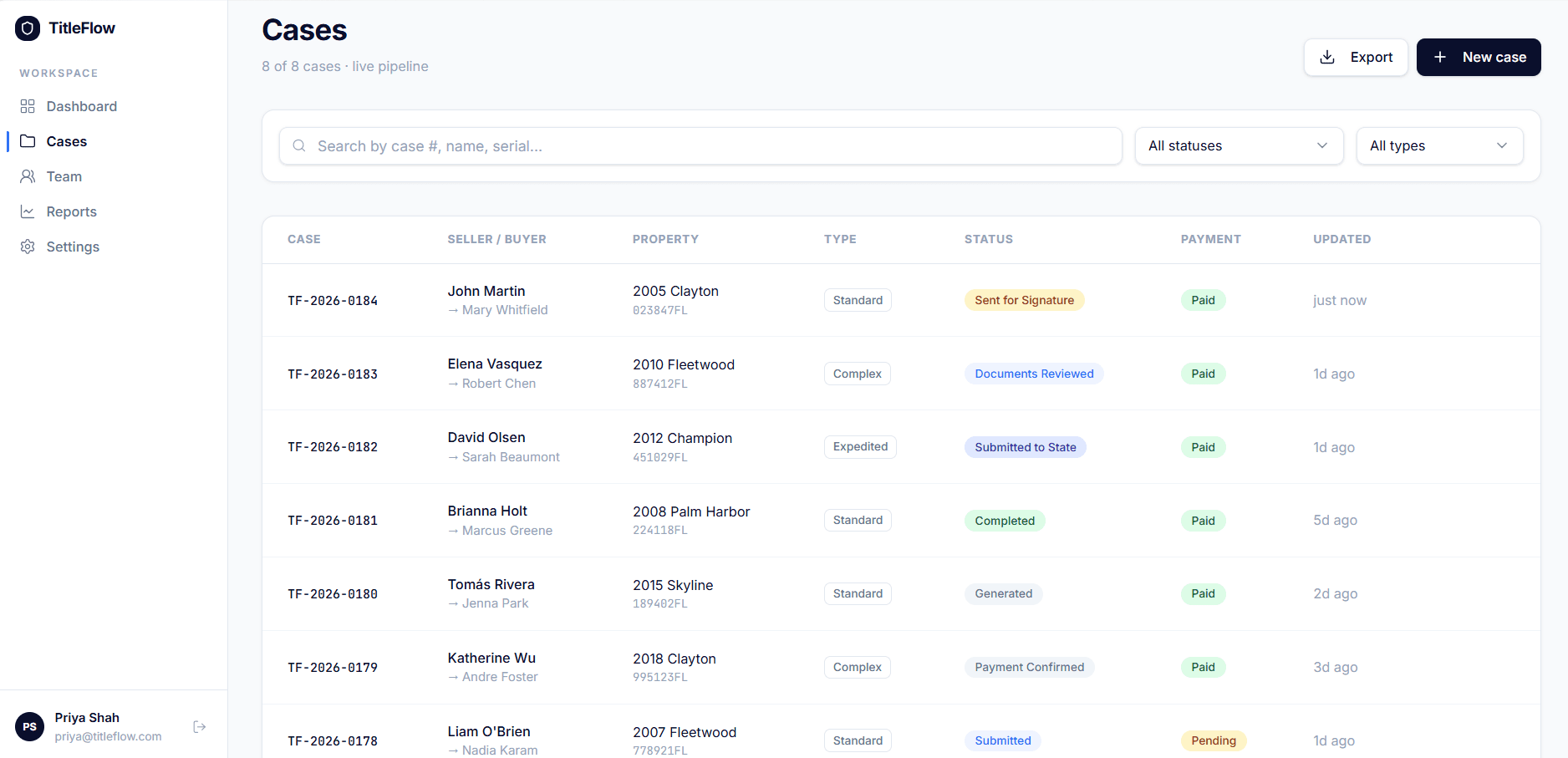 TitleFlow: Case management