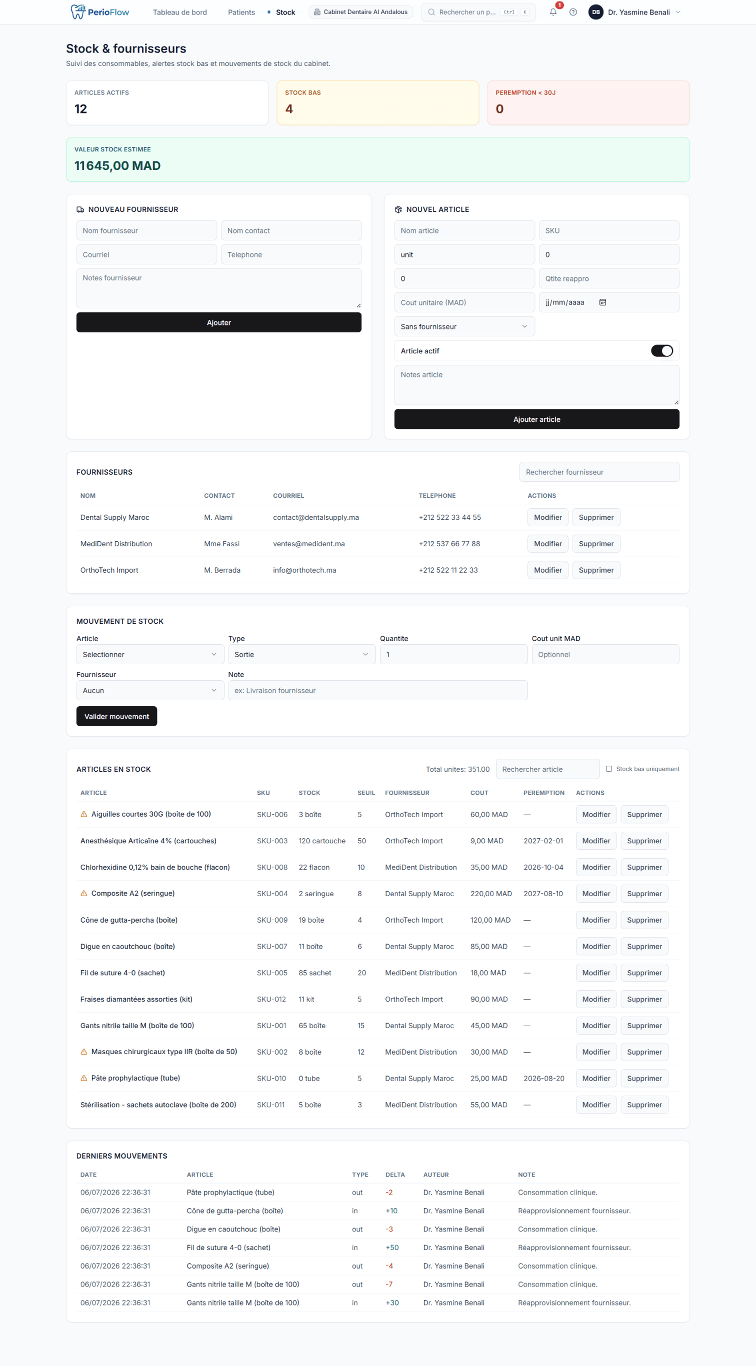 PerioChart Pro: Inventory & stock