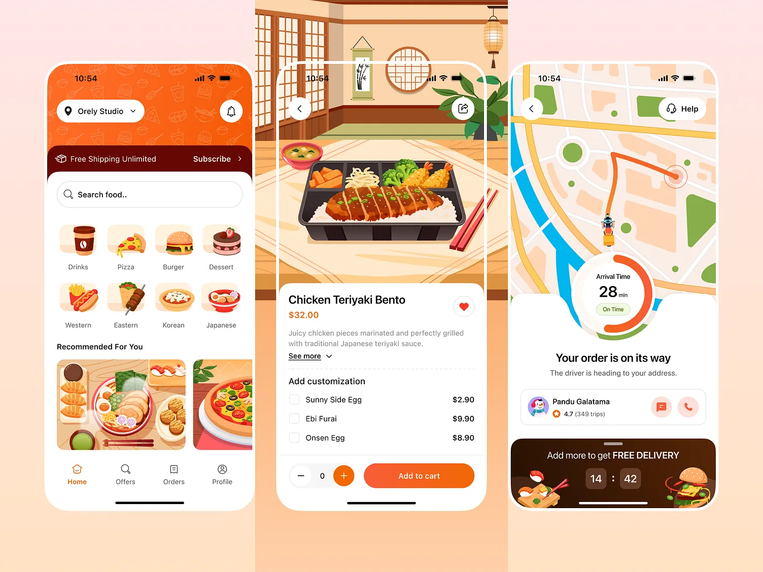 Food Delivery — Mobile App UI Concepts — shot 2
