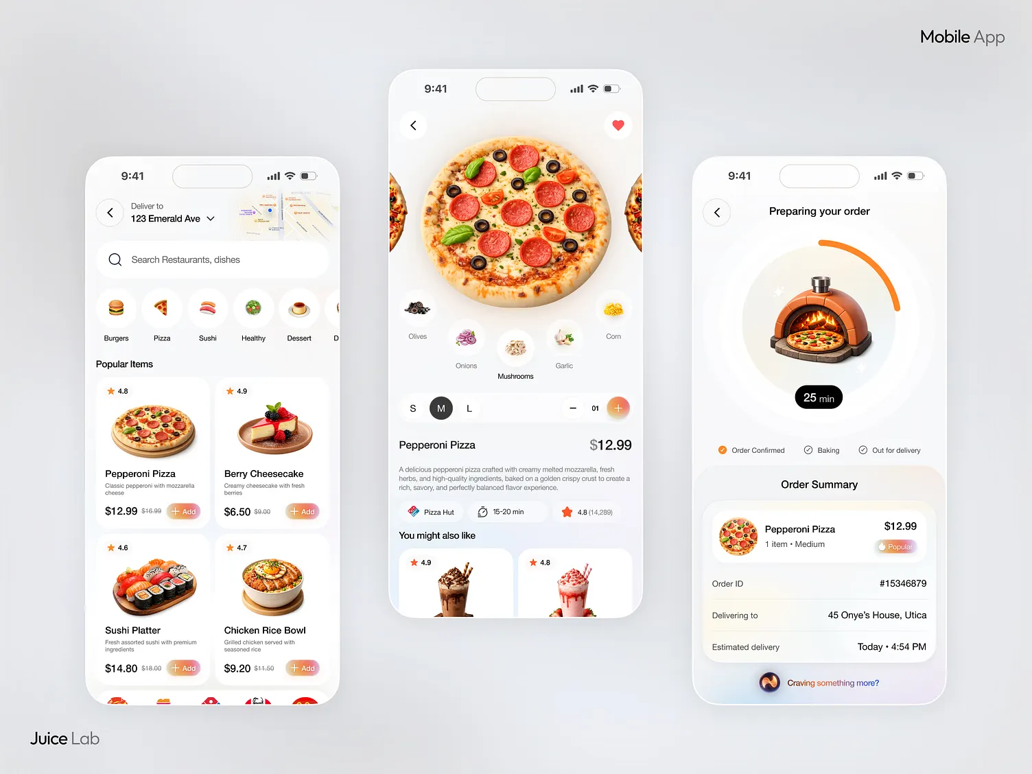 Food Delivery — Mobile App UI Concepts — shot 4