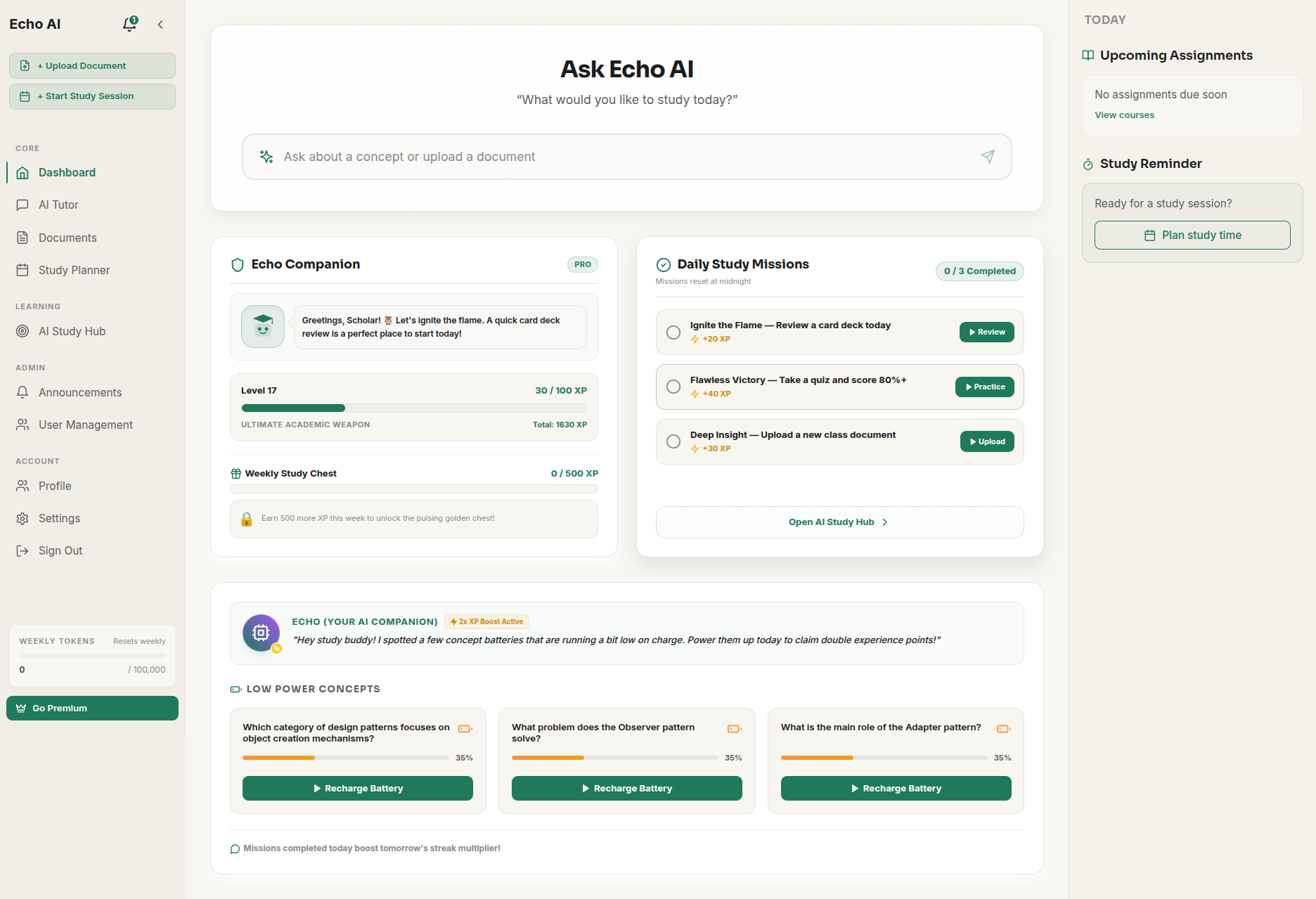 Echo AI — screen 1