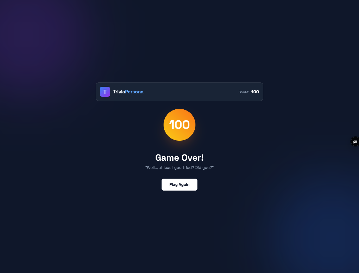 AI Trivia Game — screen 4