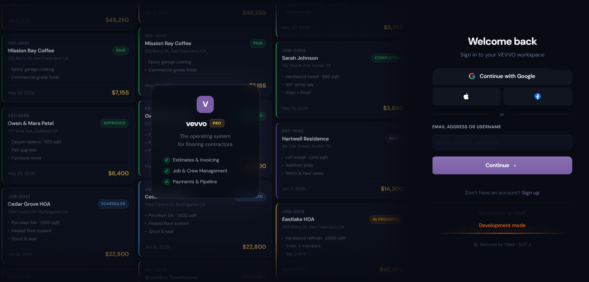 VEVVO — screen 1